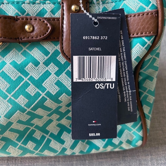 NEW Tommy Hilfiger Satchel purse, teal top handle handbag - Picture 2 of 11